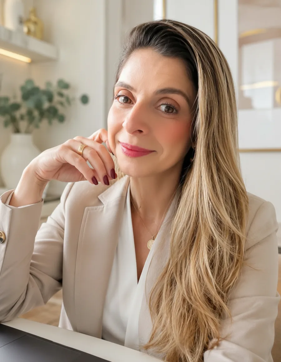 Daniele Pulcelli, terapeuta e mentora, com olhar firme e confiante